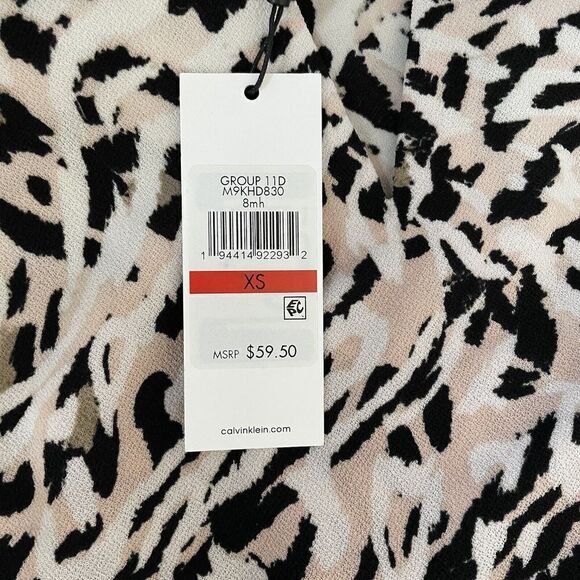 CALVIN KLEIN Sleeveless Top Women XS NEW Ivory-Pink Print Hardware-Detail Career - Picture 8 of 8